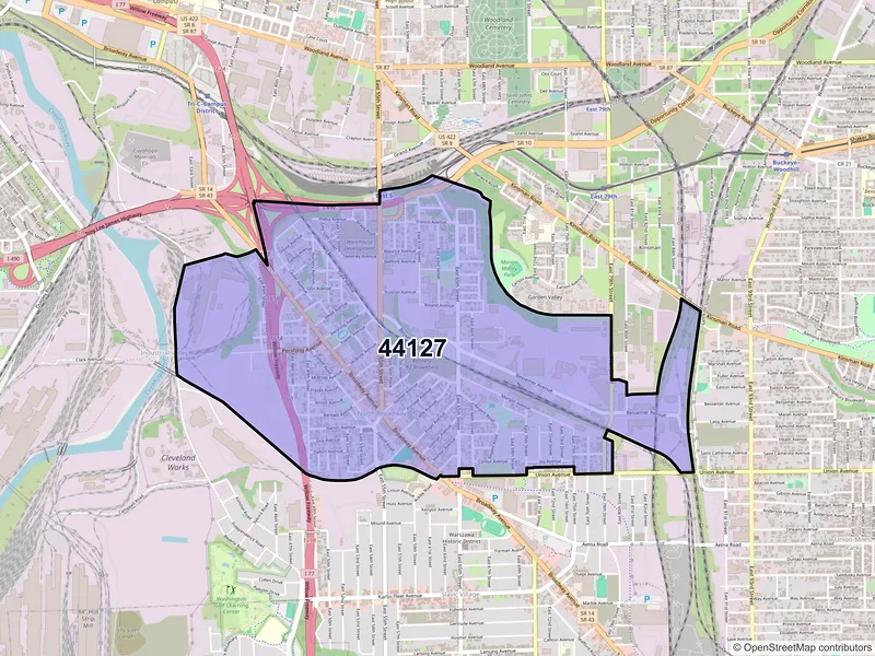 Map of ZIP Code 44127 — Cleveland, OH