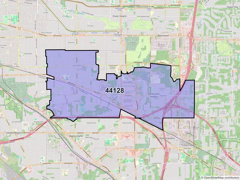Map of ZIP Code 44128 — Cleveland, OH