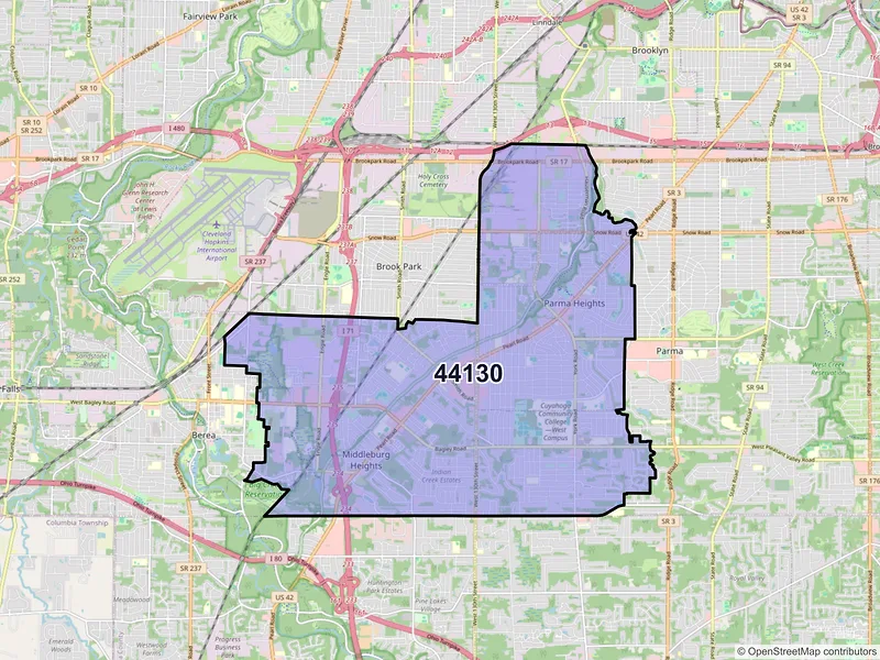 Map of ZIP Code 44130 — Cleveland, OH