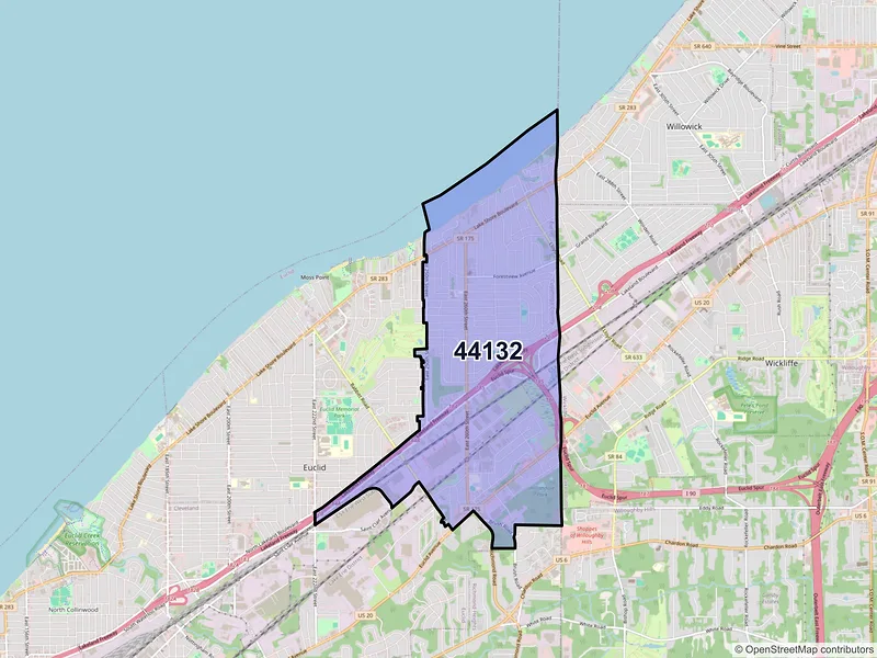 Map of ZIP Code 44132 — Euclid, OH
