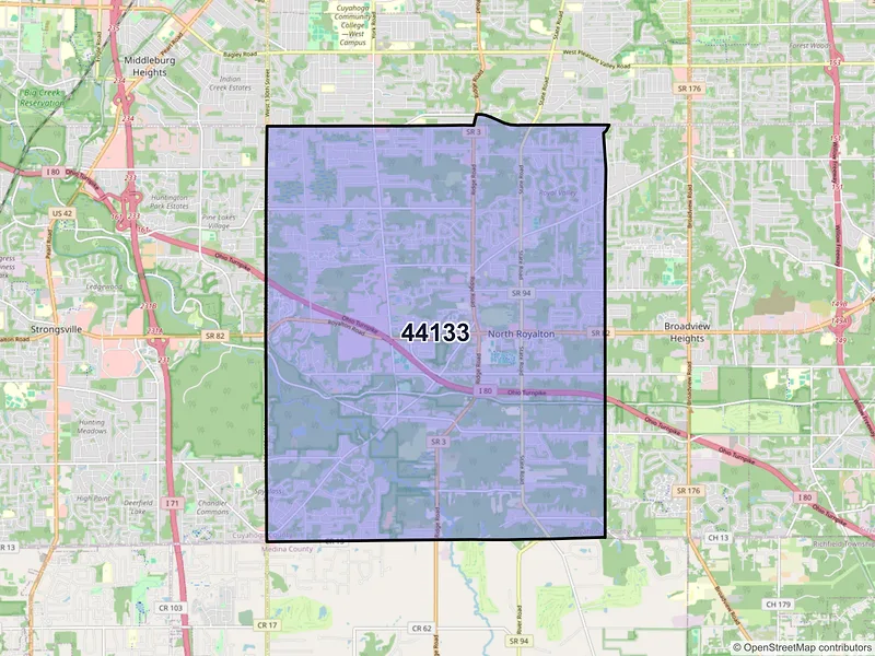 Map of ZIP Code 44133 — North Royalton, OH