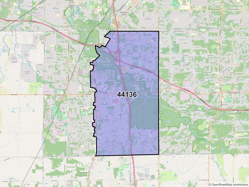 Map of ZIP Code 44136 — Strongsville, OH