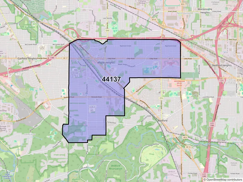 Map of ZIP Code 44137 — Maple Heights, OH