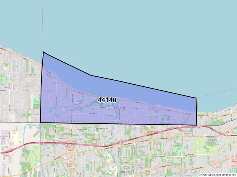 Map of ZIP Code 44140 — Bay Village, OH