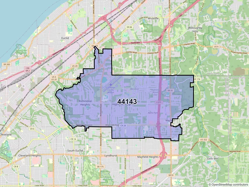 Map of ZIP Code 44143 — Cleveland, OH