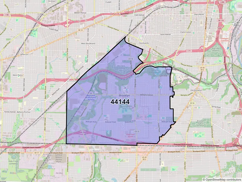 Map of ZIP Code 44144 — Cleveland, OH