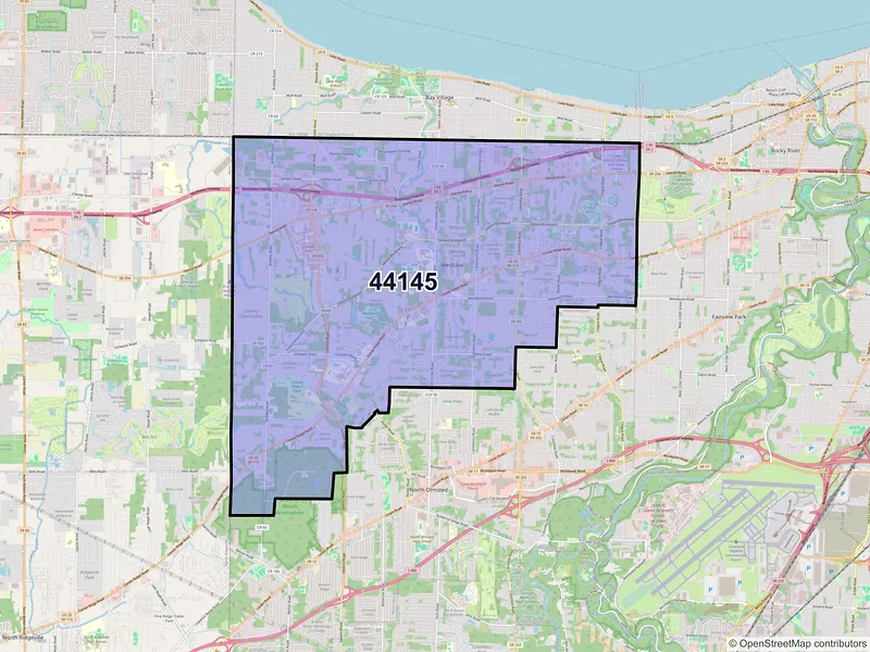 Map of ZIP Code 44145 — Westlake, OH