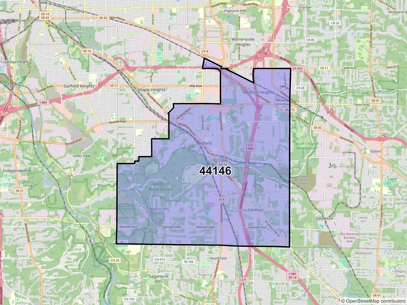 Map of ZIP Code 44146 — Bedford, OH
