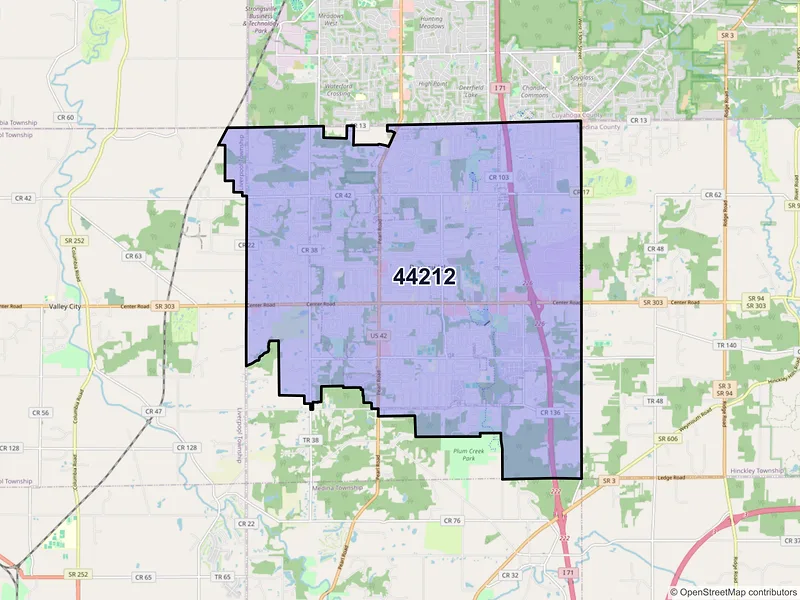 Map of ZIP Code 44212 — Brunswick, OH