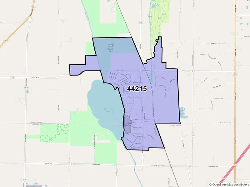 Map of ZIP Code 44215 — Chippewa Lake, OH