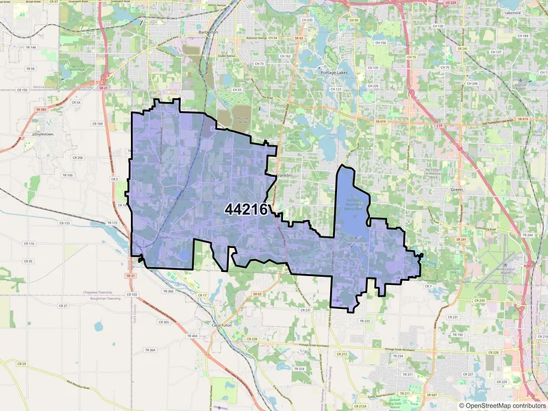 Map of ZIP Code 44216 — Clinton, OH