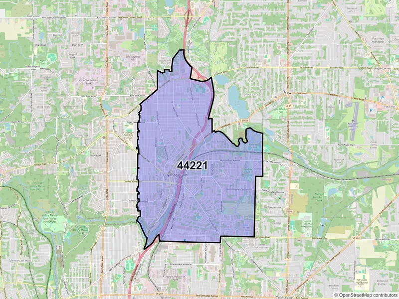 Map of ZIP Code 44221 — Cuyahoga Falls, OH