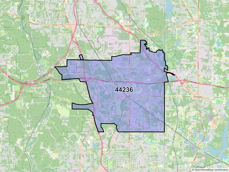 Map of ZIP Code 44236 — Hudson, OH
