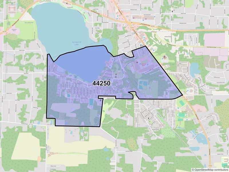 Map of Lakemore, Ohio and ZIP codes
