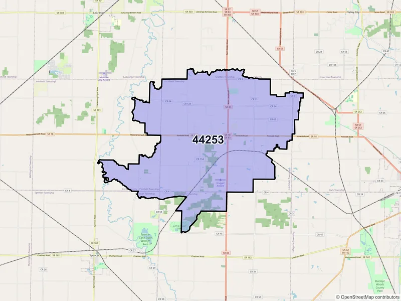 Map of ZIP Code 44253 — Litchfield, OH