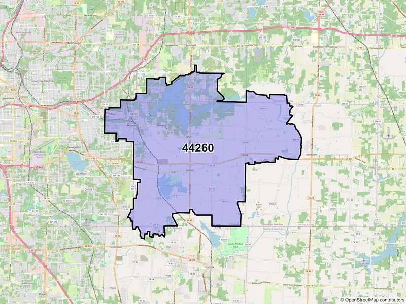 Map of ZIP Code 44260 — Mogadore, OH