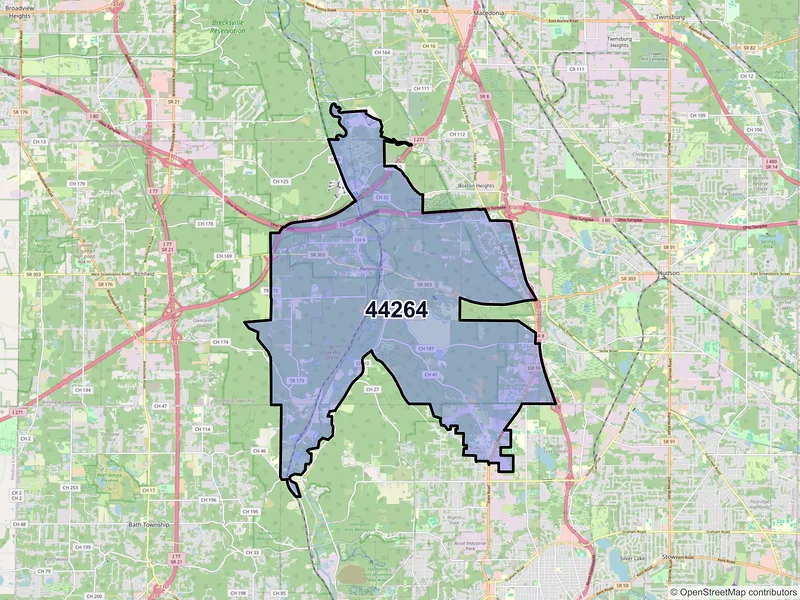 Map of ZIP Code 44264 — Peninsula, OH