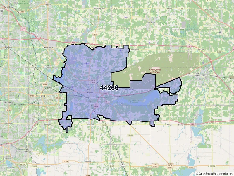 Map of ZIP Code 44266 — Ravenna, OH