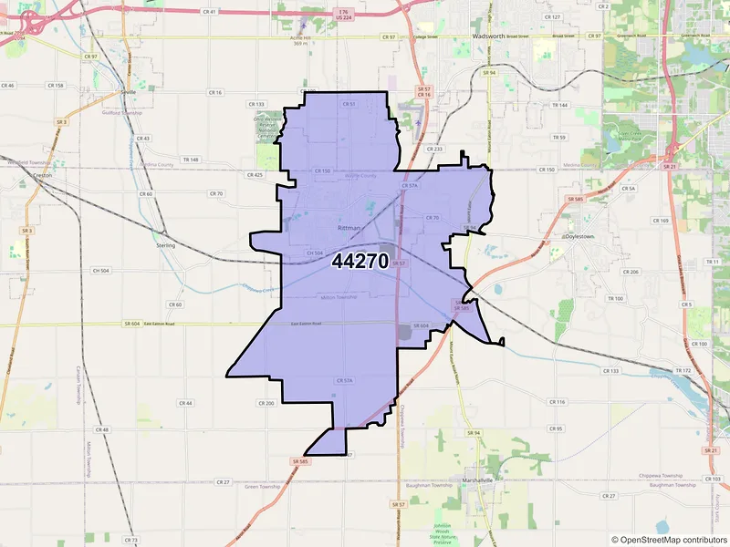 Map of ZIP Code 44270 — Rittman, OH