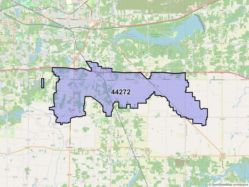 Map of ZIP Code 44272 — Rootstown, OH