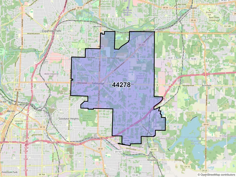 Map of ZIP Code 44278 — Tallmadge, OH