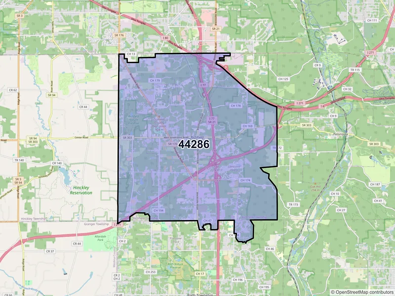 Map of ZIP Code 44286 — Richfield, OH