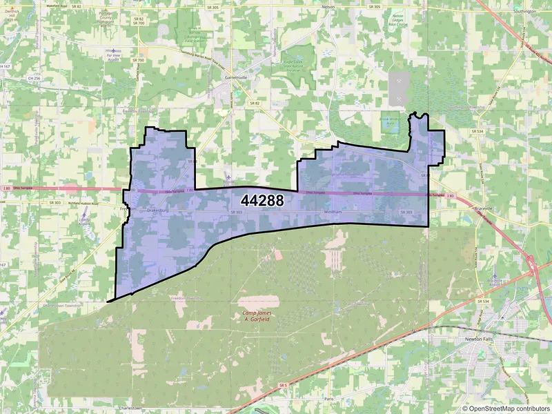 Map of ZIP Code 44288 — Windham, OH