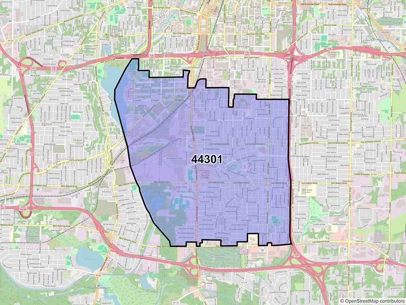 Map of ZIP Code 44301 — Akron, OH
