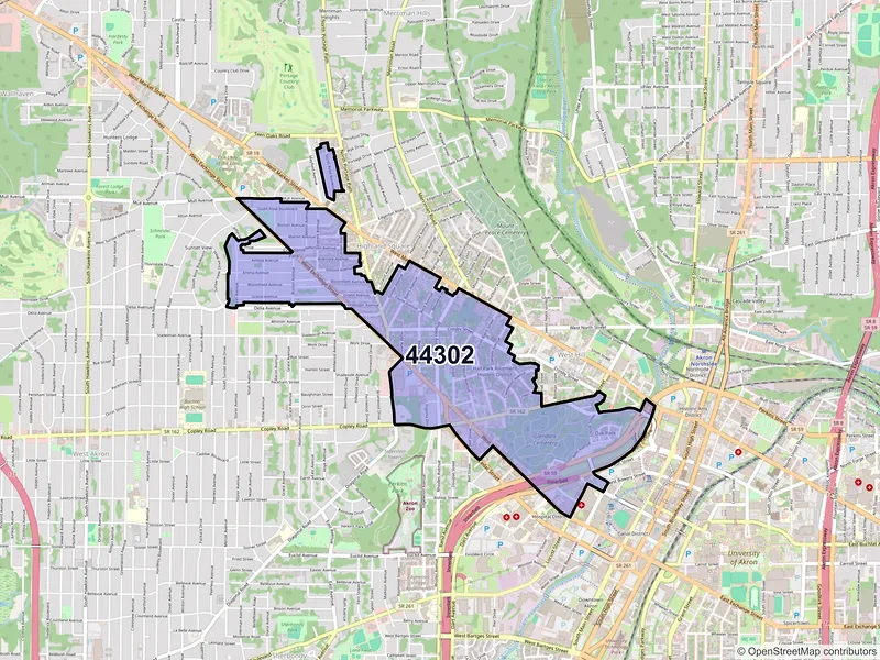 Map of ZIP Code 44302 — Akron, OH