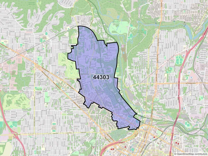 Map of ZIP Code 44303 — Akron, OH