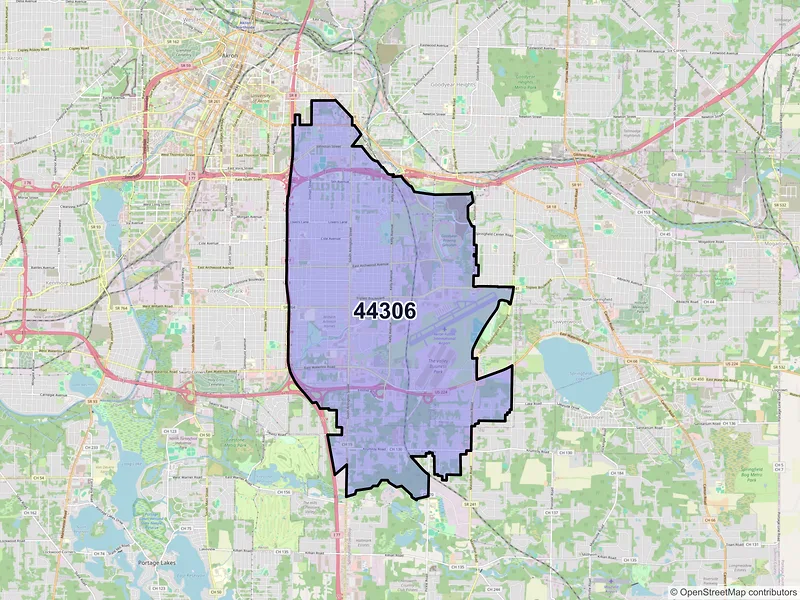 Map of ZIP Code 44306 — Akron, OH