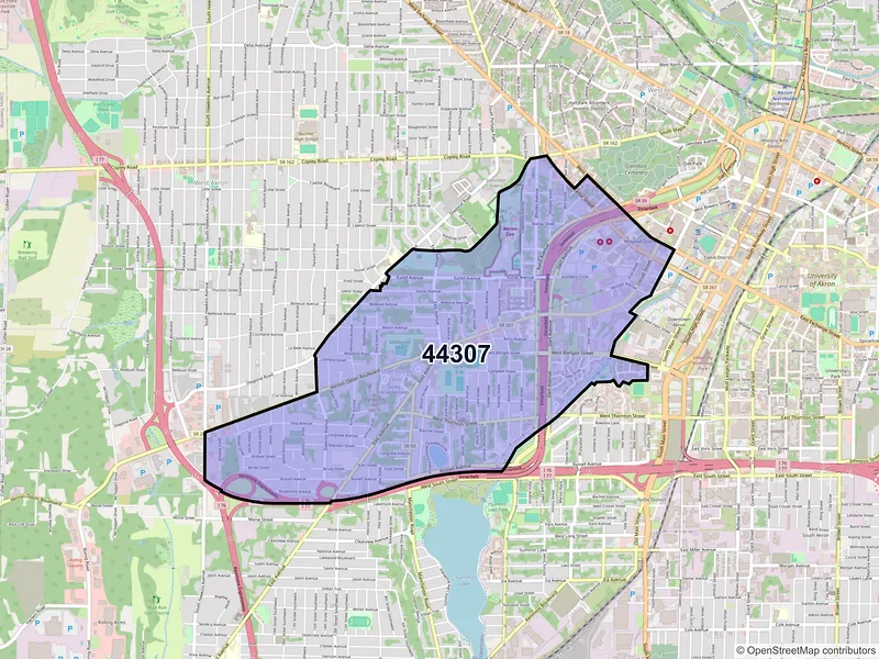 Map of ZIP Code 44307 — Akron, OH