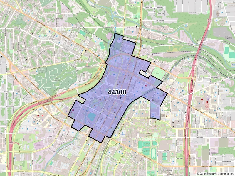 Map of ZIP Code 44308 — Akron, OH