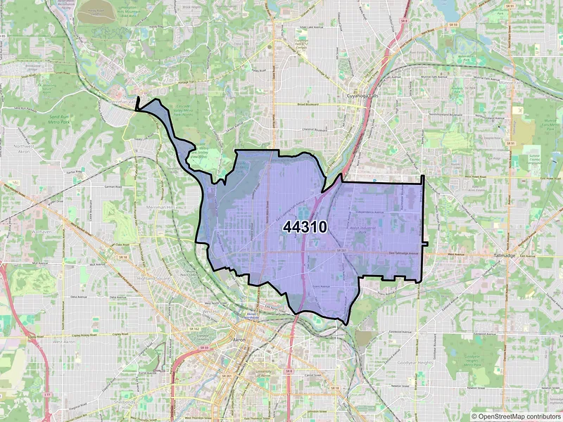 Map of ZIP Code 44310 — Akron, OH