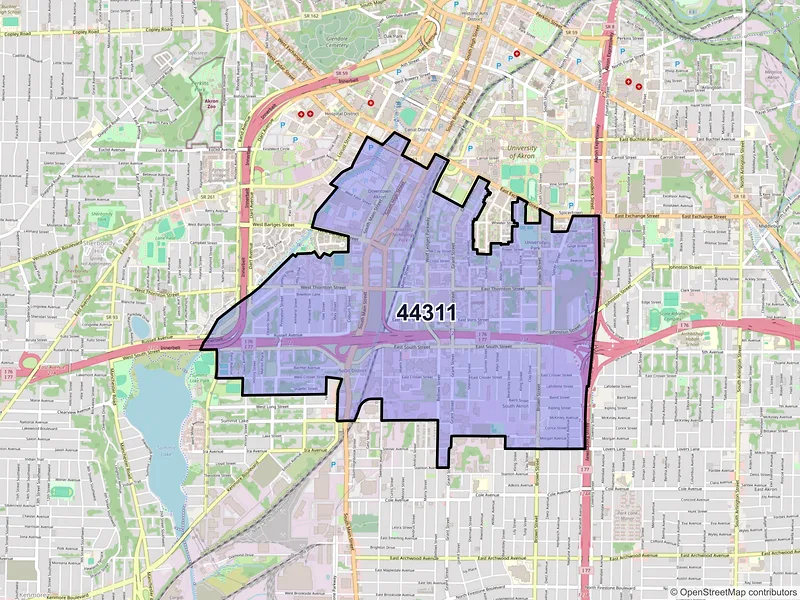 Map of ZIP Code 44311 — Akron, OH