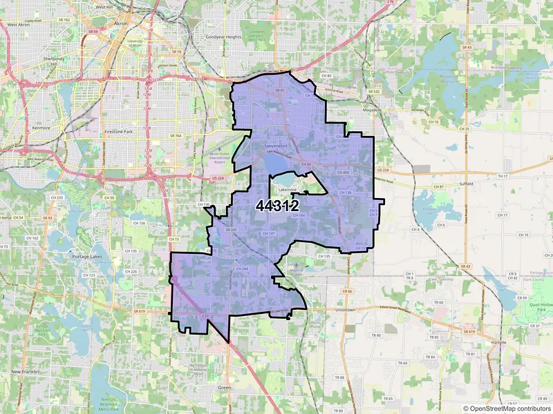 Map of ZIP Code 44312 — Akron, OH