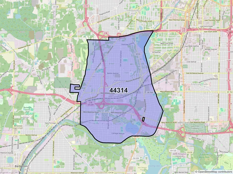 Map of ZIP Code 44314 — Akron, OH