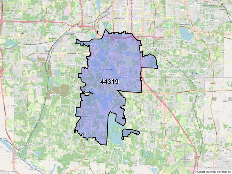 Map of ZIP Code 44319 — Akron, OH