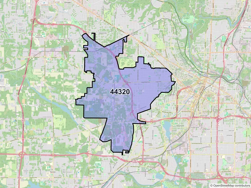 Map of ZIP Code 44320 — Akron, OH