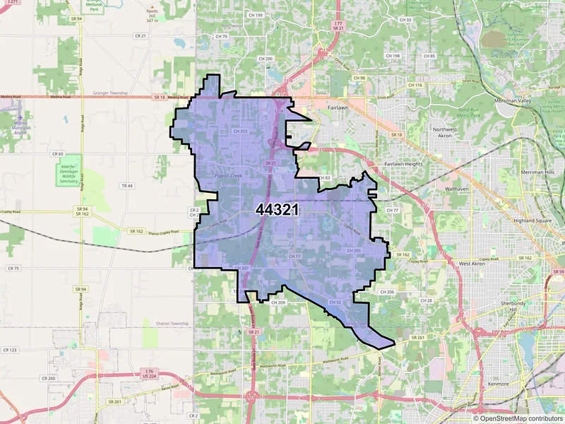 Map of ZIP Code 44321 — Akron, OH