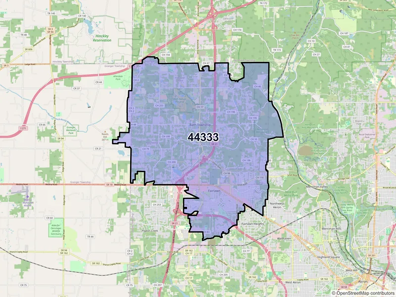 Map of ZIP Code 44333 — Akron, OH
