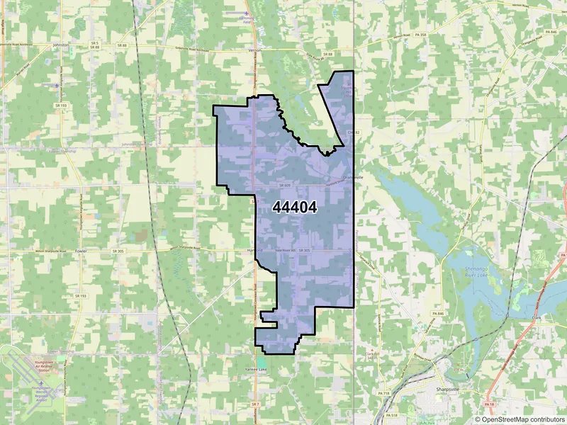 Map of ZIP Code 44404 — Burghill, OH