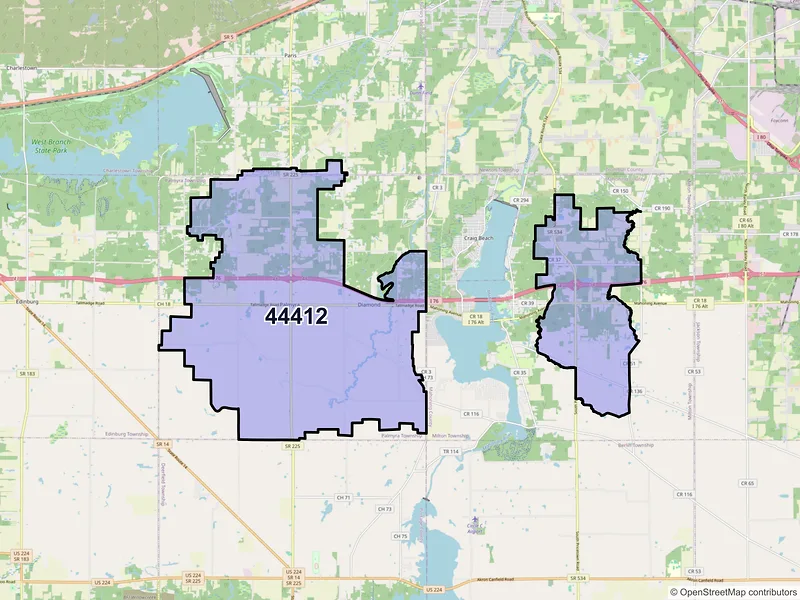 Map of ZIP Code 44412 — Diamond, OH