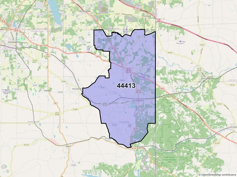 Map of ZIP Code 44413 — East Palestine, OH