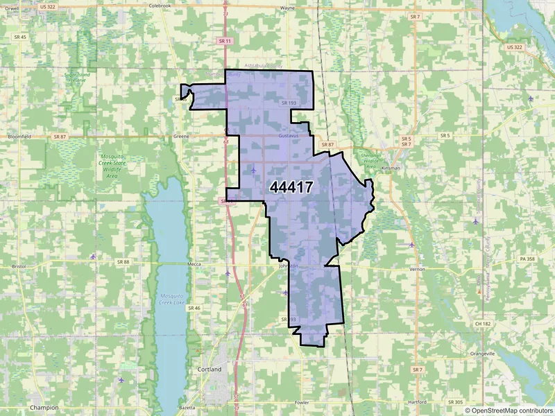 Map of ZIP Code 44417 — Farmdale, OH