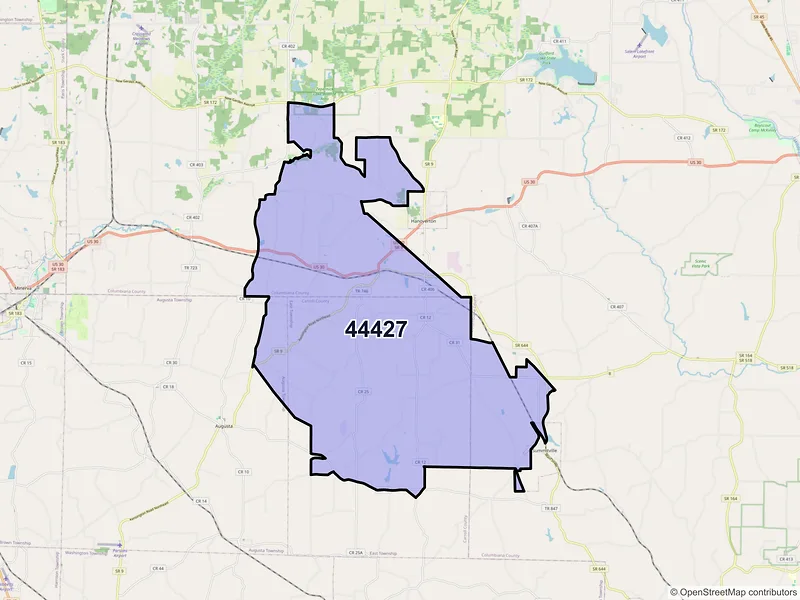 Map of ZIP Code 44427 — Kensington, OH
