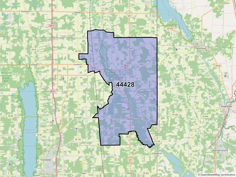 Map of ZIP Code 44428 — Kinsman, OH