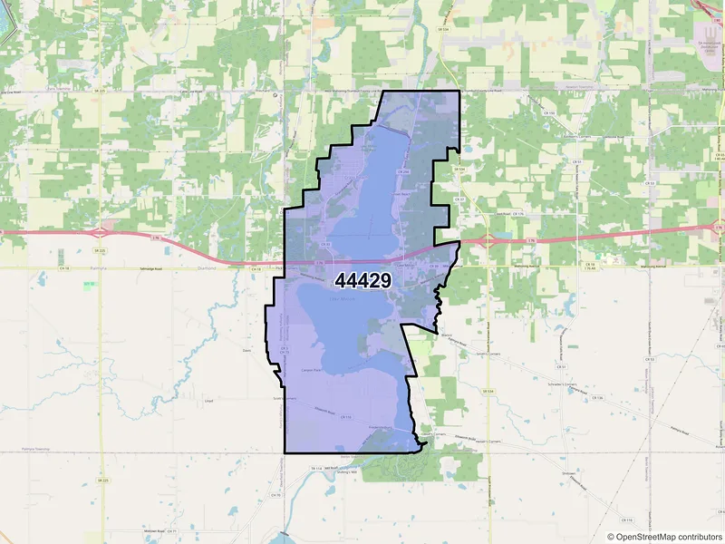 Map of ZIP Code 44429 — Lake Milton, OH