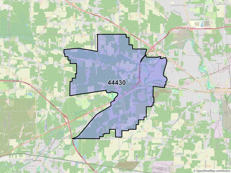 Map of ZIP Code 44430 — Leavittsburg, OH