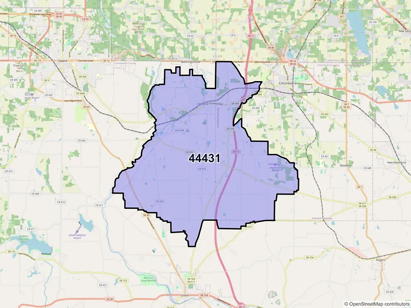 Map of ZIP Code 44431 — Leetonia, OH